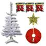 Imagem de Kit Árvore De Natal Com 12 Bolas Decorativas Ponteira 13 Cm E Tapete Base