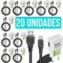 Imagem de Kit Atacado Carregadores Com 10 Peças De Fonte Usb Bivolt Turbo E 10 Cabo V8 Resistente 