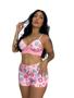 Imagem de Kit Até 3 Short Doll Lara Estampado Tecido Romantic com Renda e Ajuste Perfeito