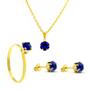 Imagem de Kit Azul Safira Banhado Ouro 18k - KIT16483