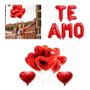 Imagem de Kit Balão Letra Te Amo + 200 Pétalas + 5 Corações 45cm Vermelho para Dia Dos Namorados, Casamento, Declaração
