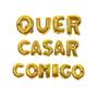 Imagem de Kit Balão Metalizado Dourado 40cm Quer Casar Comigo 15Letras