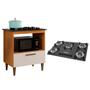 Imagem de Kit Balcão Cooktop Cozinha Eliz com Fogão Cooktop Ultra Chama 5 Bocas Trempe Chapa Preto Chamalux