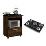 Imagem de Kit Balcão Cooktop Cozinha Salvia com Fogão Cooktop 5 Bocas Tripla Chama Preto Chamalux