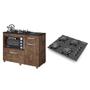 Imagem de Kit Balcão para Cooktop Cozinha Kaiki Violeta com Fogão Cooktop Chef 4 Bocas Ultra Chama Chamalux Preto