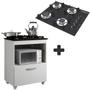 Imagem de Kit Balcão Salvia Mais Fogão Cooktop 4 Bocas Preto Chamalux