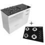 Imagem de Kit Balcão Violeta Branco com Cooktop Preto 4 Bocas Bivolt