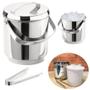 Imagem de Kit Balde Champanheira com Divisoria para 3 Garrafas 6 L + Balde para Gelo Ice com Tampa 2,3 L em Aco Inox Forma