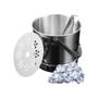 Imagem de Kit Balde De Gelo Pequeno Aço Inox Com Pegador e Bandeja Separadora Para Bebidas Whisky Drinks Kehome 2 unidades