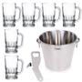 Imagem de Kit Balde Gelo Bar 6l Abridor 6 Canecas Chopp Vidro 360ml