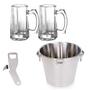 Imagem de Kit Balde Gelo Bar Cerveja 6L Abridor 2 Canecas Vidro 360Ml