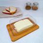 Imagem de Kit bambu com tampa porta manteiga bolo queijo frios café pães tortas suporte mesa geladeira cozinha