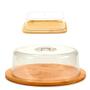 Imagem de Kit bambu porta bolo e manteigueira geladeira mesa suporte café doces boleira pote alimento cozinha