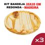 Imagem de Kit Bandeja de Madeira 35x35 - Modelo Circular - Circular-Design-Elegante-Decoração-Rústica-Sustentável