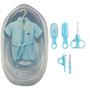 Imagem de Kit Banheira 22L Plastibaby Roupão Saboneteira Escova Prendedor de Chupeta Pente Para Bebê Rosa Azul