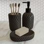 Imagem de Kit Banheiro 3 Peças de Cerâmica Texturizado Porta Sabonete Liquido Saboneteira Porta Escova