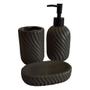 Imagem de Kit Banheiro 3 Peças de Cerâmica Texturizado Porta Sabonete Liquido Saboneteira Porta Escova