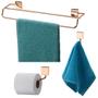 Imagem de Kit Banheiro 3 Peças Toalheiro Duplo 45cm Gancho Porta Papel Higiênico Cobre Rose Gold - Future