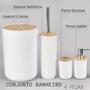 Imagem de Kit Banheiro Lavabo Luxo Conjunto Completo 4 Pçs Bambú Com Lixeira