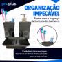 Imagem de Kit Banheiro Lavabo Porcelana 3 Pecas Saboneteira Conjunto Luxo Preto Organização Pia Higiene Bancada