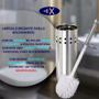 Imagem de Kit Banheiro Lixeira de Aço Inox 3 Litros com Escova Sanitária e Suporte