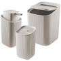 Imagem de Kit Banheiro Luxo Conjunto Completo 3pçs Com Lixeira Porta Algodão E Dispenser
