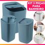Imagem de Kit Banheiro Luxo Conjunto Completo 3pçs Com Lixeira Porta Algodão E Dispenser