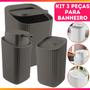 Imagem de Kit Banheiro Luxo Conjunto Completo 3pçs Com Lixeira Porta Algodão E Dispenser