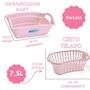 Imagem de Kit banho bebe banheira + cesto lixeira saboneteira e outros rosa perolado