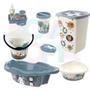 Imagem de Kit Banho Cesto,lixeira,saboneteira,balde,bacia,kit higiene,banheira 21 bichinhos azul - plasutil