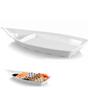 Imagem de Kit Barca 58 Cm + 2 Pratos Reto para Sushi Melamina Branco  Bestfer 