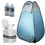 Imagem de Kit Barraca Banheiro Trocador Pop Up + Vaso Sanitario Portatil Porta Potti Ecocamp 24 L + 2 Solventes Sanitario 250 Ml  Nautika 