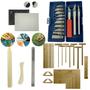 Imagem de Kit Base de Corte 60x45 Gabarito Encadernação Cartonagem Esquadros Estilete de Precisão Régua 60cm Dobradeira Vincador