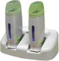 Imagem de Kit Base Dupla Com 2 Aquecedores de cera Roll-on - Branca Com Verde Limão
