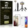 Imagem de Kit Bastão Selfie Bluetooth com Tripé para Galaxy A12 6,5" + Capa + Película 3D