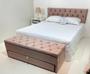 Imagem de Kit Baú e Cabeceira Queen Capitonê 160x60cm Cor Rosa Nude - Conforto e Qualidade Para o Seu Lar