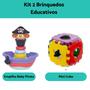 Imagem de Kit Bebê 2 Brinquedo Educativo Encaixar Empilhar 1 ano Didatico Presente Menino Menina Criança