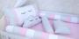 Imagem de kit berço rolinho menina 100% algodão poá cinza, rosa 