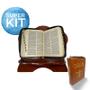 Imagem de Kit Bíblia Bíblia Católica 20cm Com Suporte De Mesa Madeira
