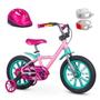 Imagem de Kit Bicicleta Infantil Aro 14 First Pro Feminina + Capacete + Sinalizador LED