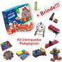 Imagem de Kit Blocos Engenheiro + Brinquedo Pedagógico Educativo Em Madeira + Livro