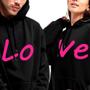 Imagem de Kit Blusa Casal Moletom Com Capuz Combinando Namorados Love