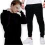 Imagem de Kit Blusa Moletom Liso Flanelado + Calça Jogger Jeans Masculino 24