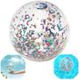 Imagem de Kit Boia Inflavel com Glitter 80 Cm + Bola Inflavel com Glitter Mor