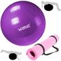 Imagem de Kit Bola Suica 55cm Roxa + Colchonete Eva Rosa Yoga e Pilates + Bomba  Mandiali 