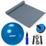 Imagem de Kit Bola Suica 65 Cm + Corda de Pular + Colchonete Eva Cinza + Roda Abdominal + Mini Bomba Liveup Sports