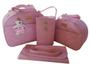 Imagem de kit bolsa de bebe saída de maternidade redonda rosa menina 4pçs
