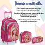 Imagem de Kit Bolsa Escolar Feminina Barbie 3d Rodinha Reforçada Tam G