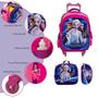 Imagem de Kit Bolsa Escolar Feminina Rodinhas Frozen 3D Personagens