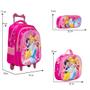 Imagem de Kit Bolsa Escolar Menina Rodinha Princesas Reforçada Passeio